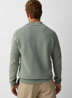 Optical honeycomb knit polo