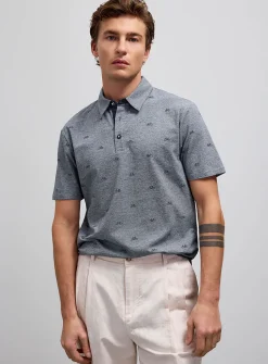 Optical stripe mini-pattern polo