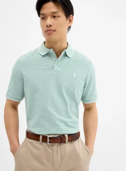 Optical twin-stripe piqué polo