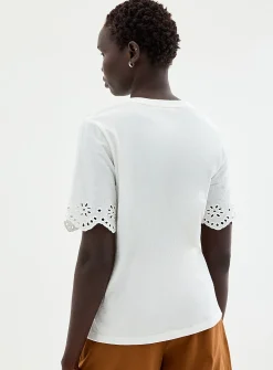 Organic cotton broderie anglaise slub T-shirt