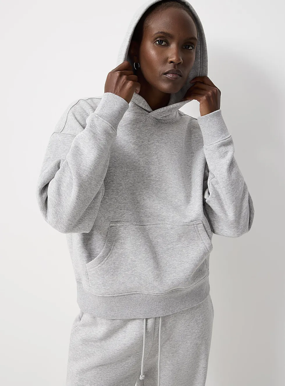 Organic cotton fleece jersey hoodie