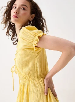 Organic cotton gauze tiered dress