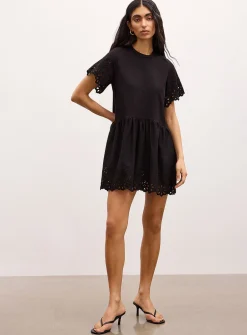 Organic cotton jersey and broderie anglaise minidress