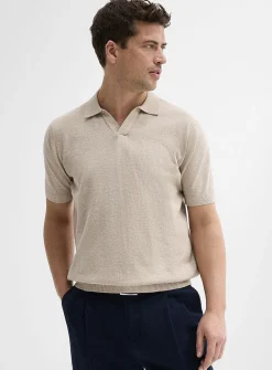Organic cotton knit Johnny collar polo