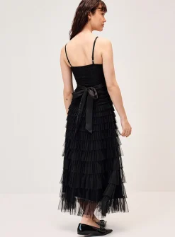Organza and lace maxi dress