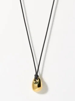 Oval teardrop cord necklace