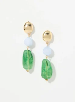 Oversize gemstone long earrings