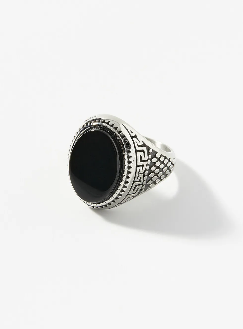 Oversized black stone signet ring