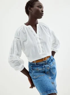 Oversized broderie anglaise blouse