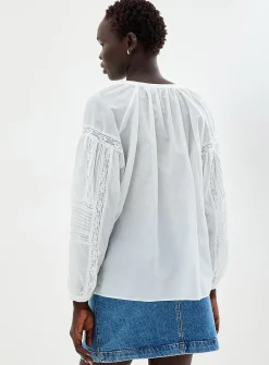 Oversized broderie anglaise blouse