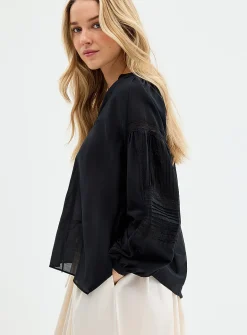 Oversized broderie anglaise blouse