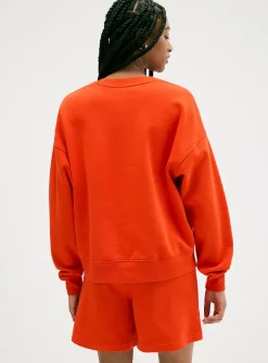 Oversized fleece crew-neck sweatshirt