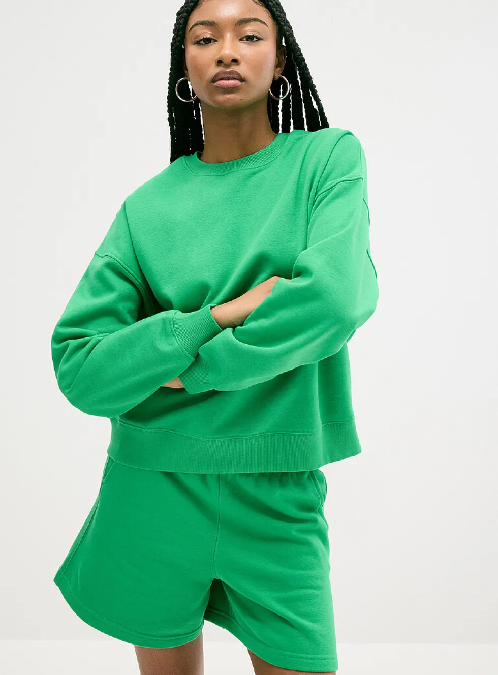 Oversized fleece crew-neck sweatshirt