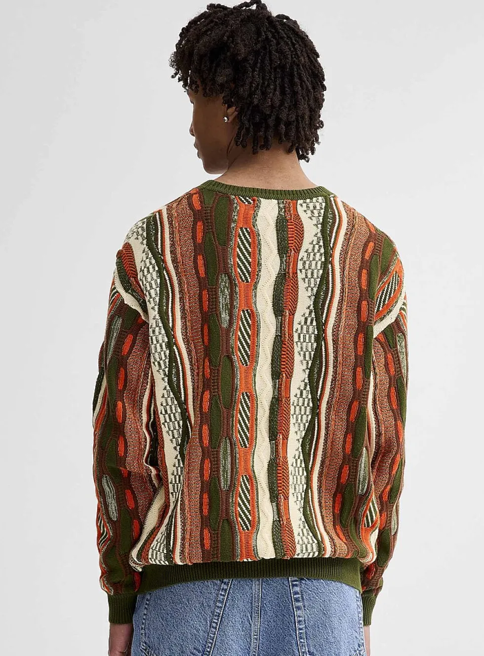 Oversized mixed-knit sweater