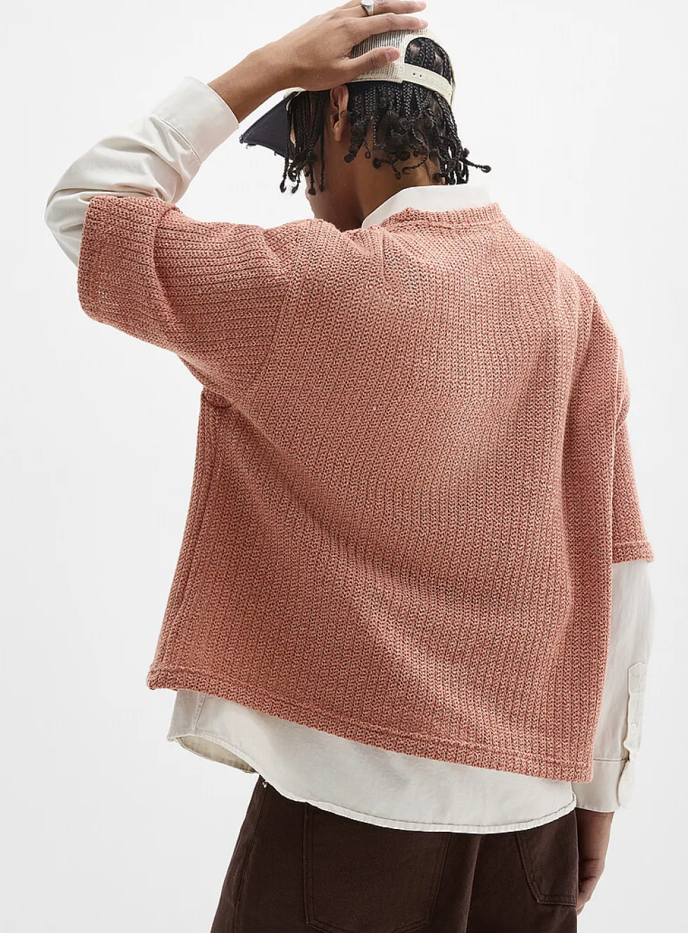Oversized openwork knit T-shirt