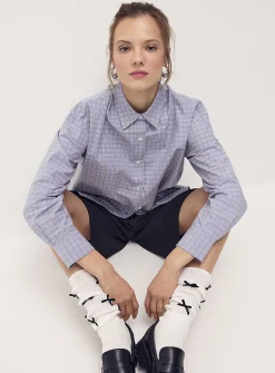 Oversized patterned poplin shirt