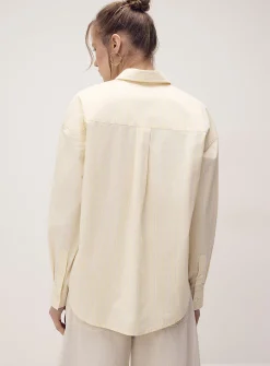 Oversized patterned poplin shirt