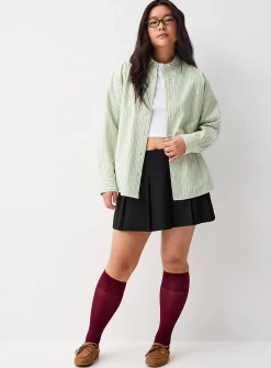 Oversized patterned poplin shirt