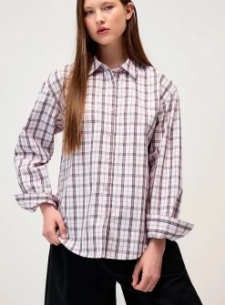Oversized patterned poplin shirt