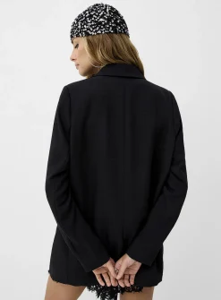Oversized single-button piqué blazer