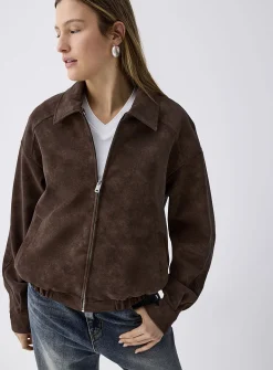 Oversized suede-finish jacket