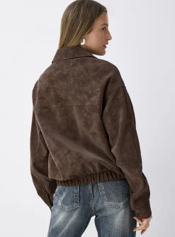 Oversized suede-finish jacket