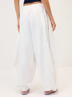 Oversized twill barrel-leg pant