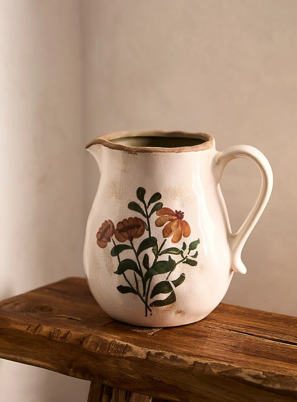 Painted flowers jug-like vase