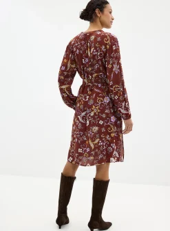 Paisley garden silky belted dress