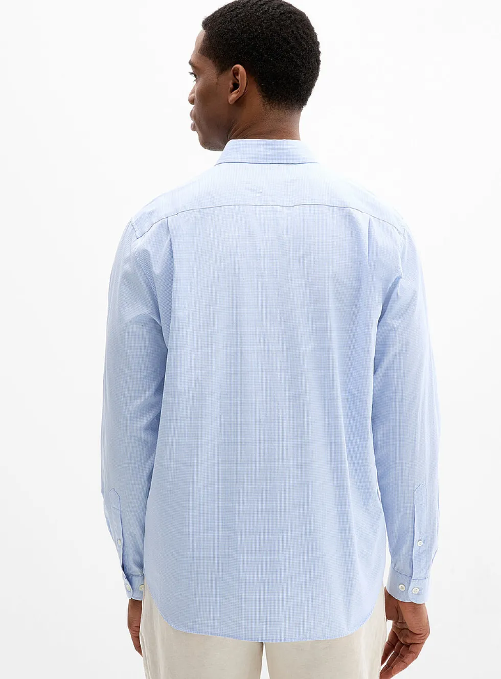 Pale blue mini-gingham shirt