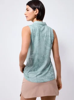 Palm tree micro-perforated golf polo