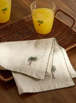 Palm trees embroidered napkin