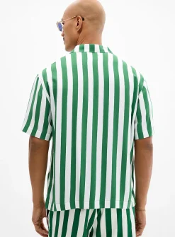 Parasol-stripe camp shirt