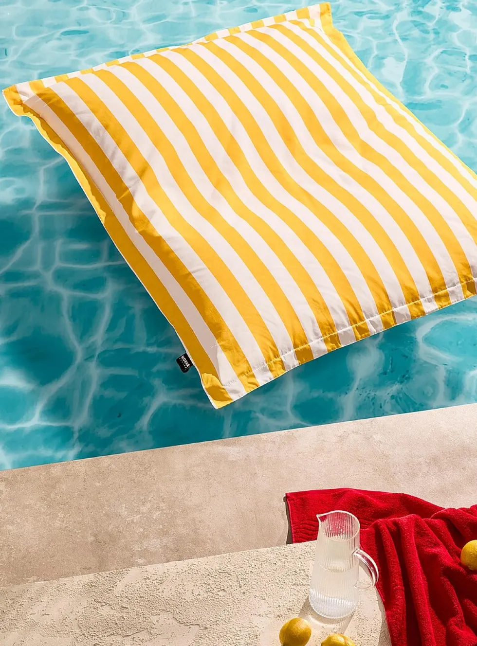 Parasol-stripe floating beanbag chair