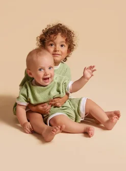 Pastel green terry romper