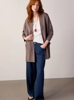 Patch pocket open cardigan