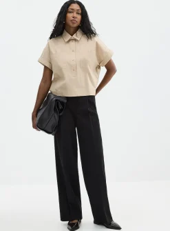 Patch pockets boxy-fit poplin shirt