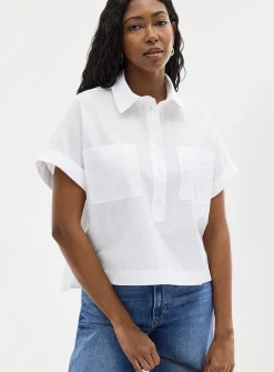 Patch pockets boxy-fit poplin shirt