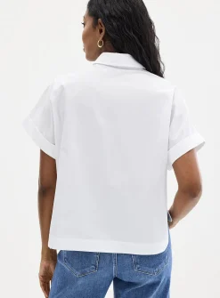 Patch pockets boxy-fit poplin shirt