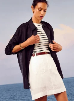 Patch pockets pure linen skort