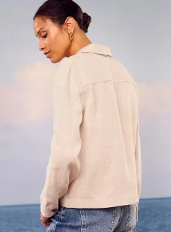 Patch pockets pure linen jacket