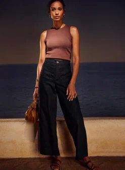 Patch pockets pure linen pant