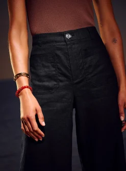 Patch pockets pure linen pant