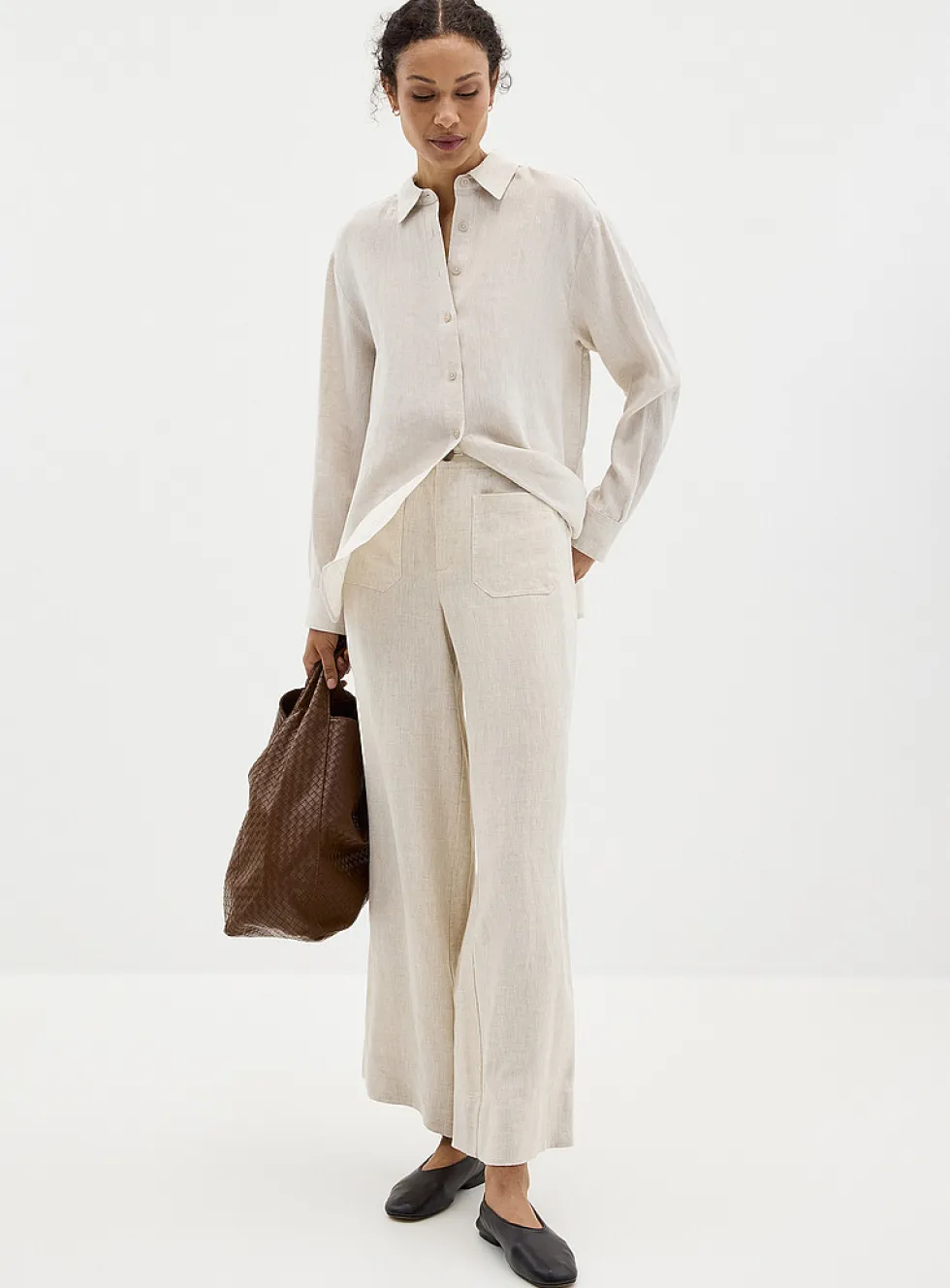 Patch pockets pure linen pant