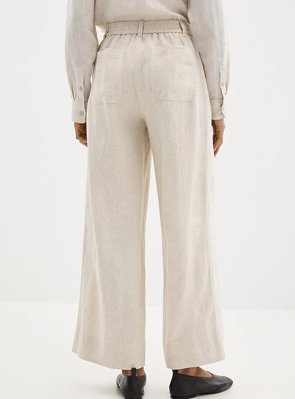 Patch pockets pure linen pant