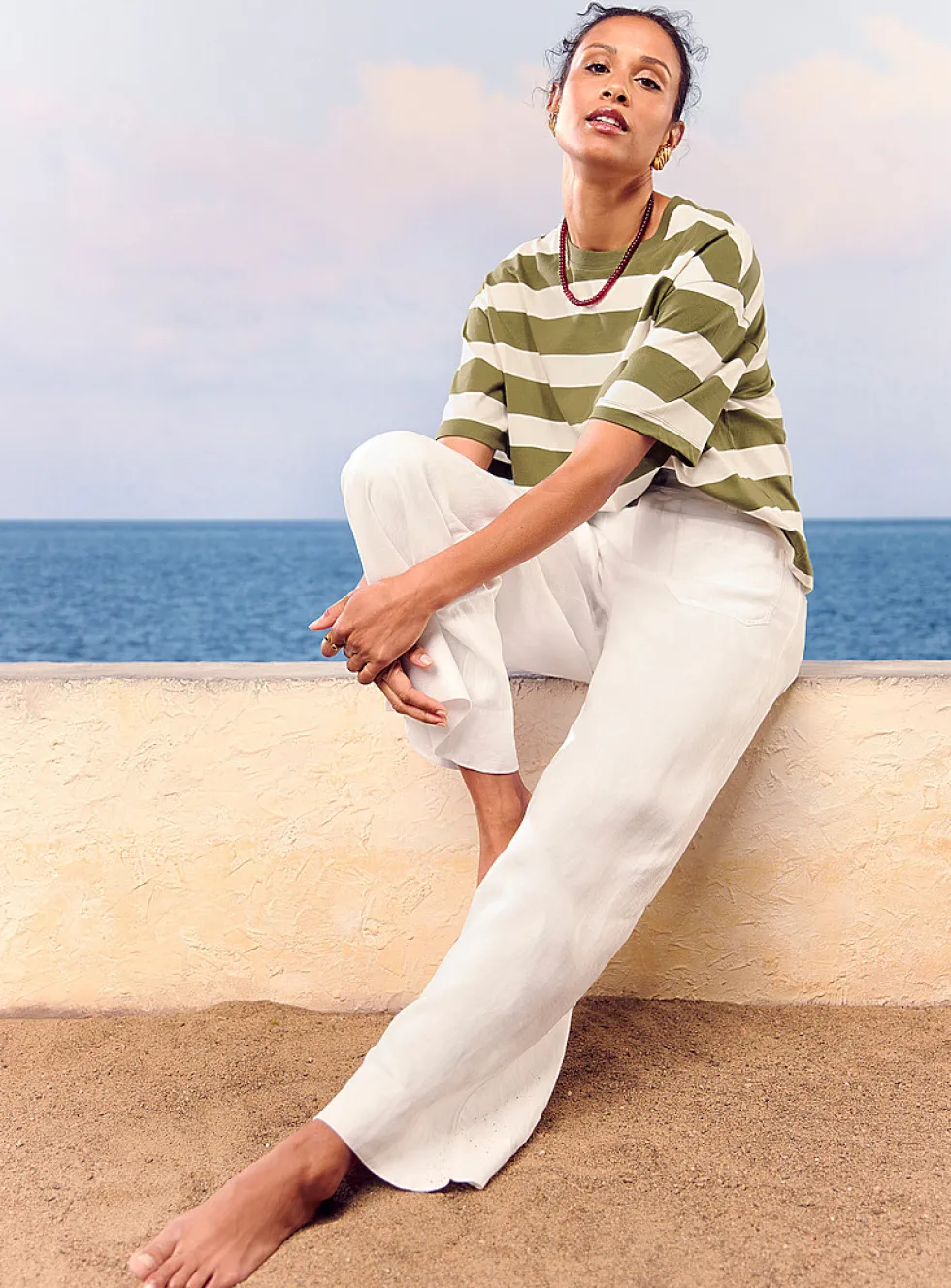 Patch pockets pure linen pant