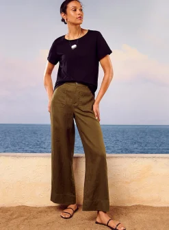 Patch pockets pure linen pant