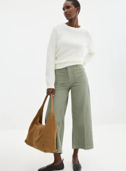 Patch pockets stretch denim pant