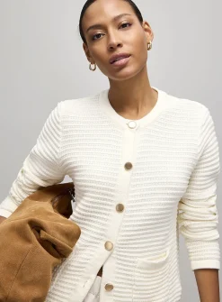 Patch pockets textured cardigan