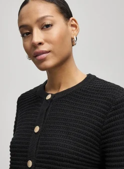 Patch pockets textured cardigan